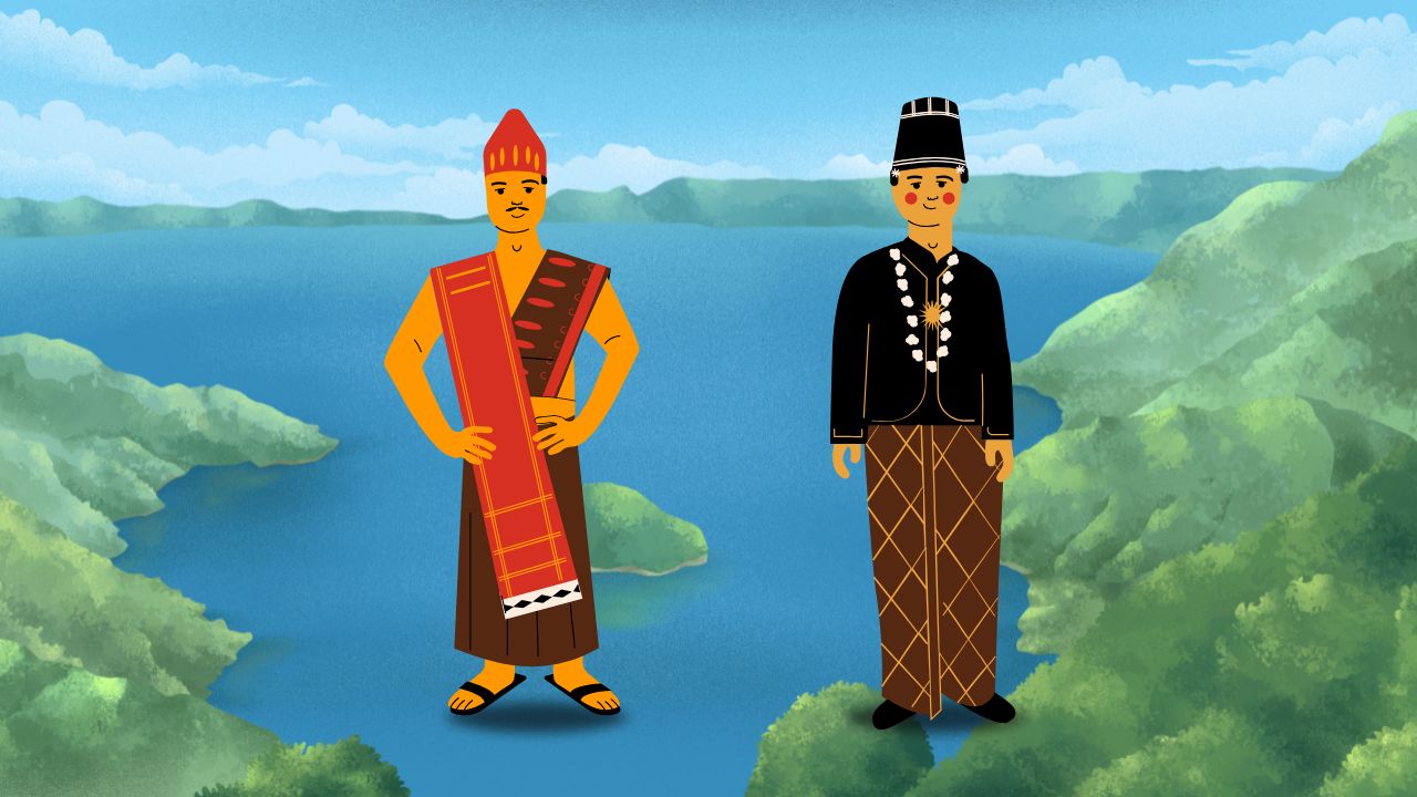 Ilustrasi suku Batak Toba dan Jawa.